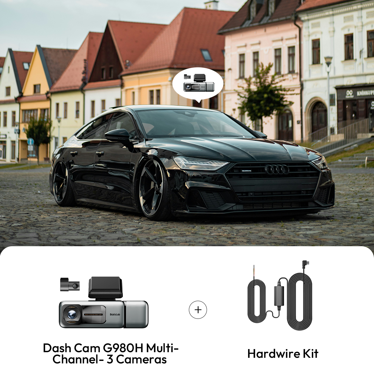 G980H 3-Kanal-Dashcam + fest verdrahtete Stromversorgung Typ C