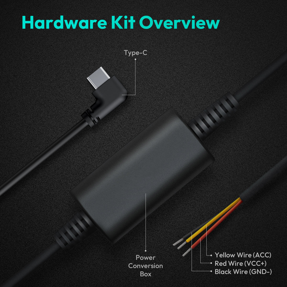 USB-C-Festverdrahtungskit für Dashcams der G980H-Serie