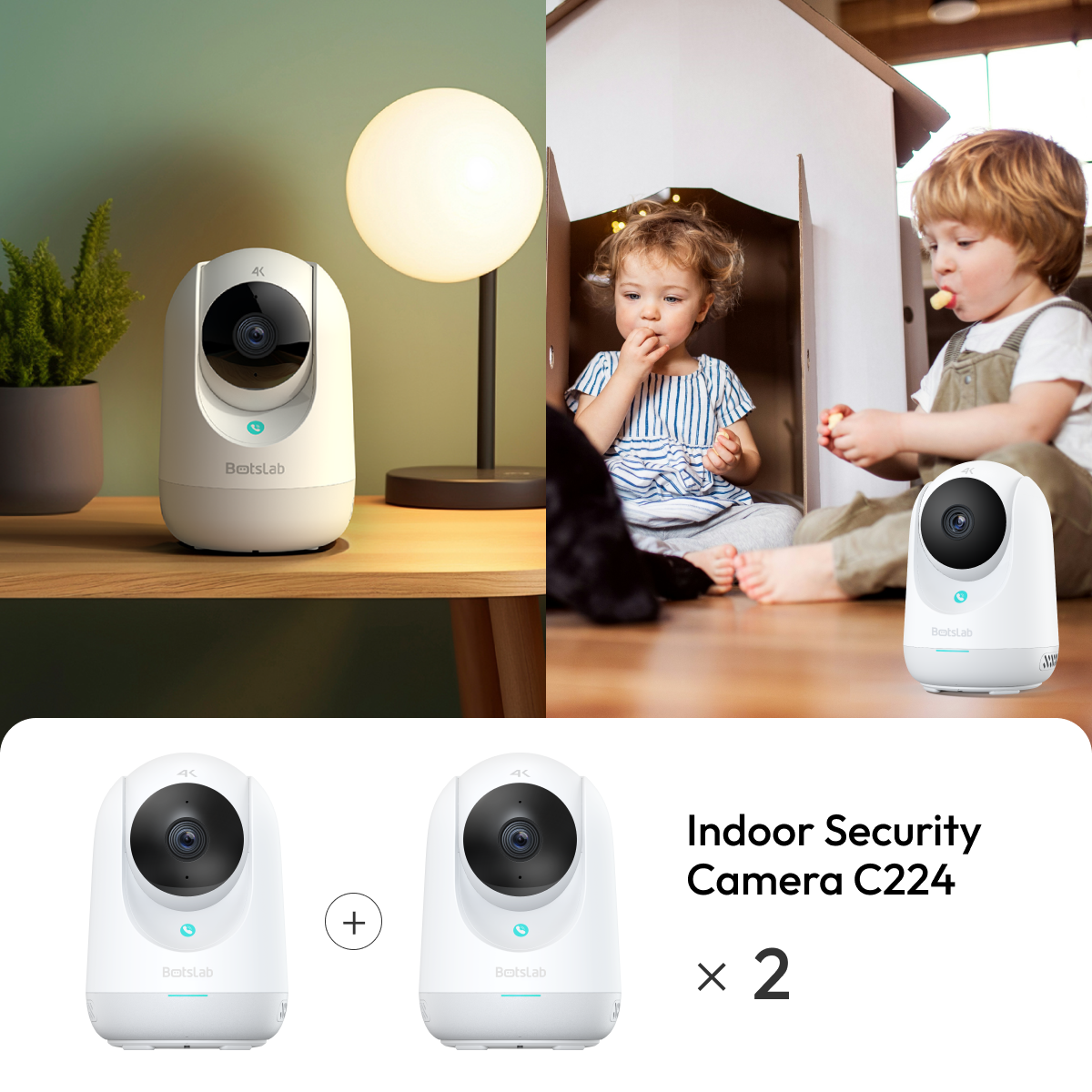 C224 4K / 8MP HD-Innenraum-Sicherheitskamera (2er-Pack)
