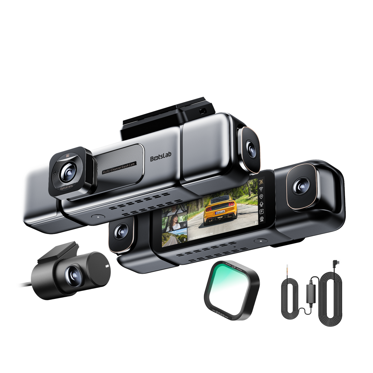 G980H 4-Kanal-Dashcam + CPL-Filter und fest verdrahtete Type-C-Stromversorgung