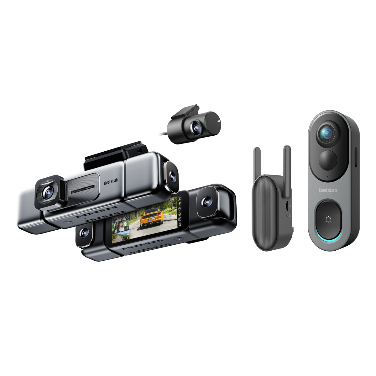 Sicherheits-Bundle für Haus und Fahrzeug: W510-4-Kamera-Außenkamera + G980H-4-Kanal-Dashcam