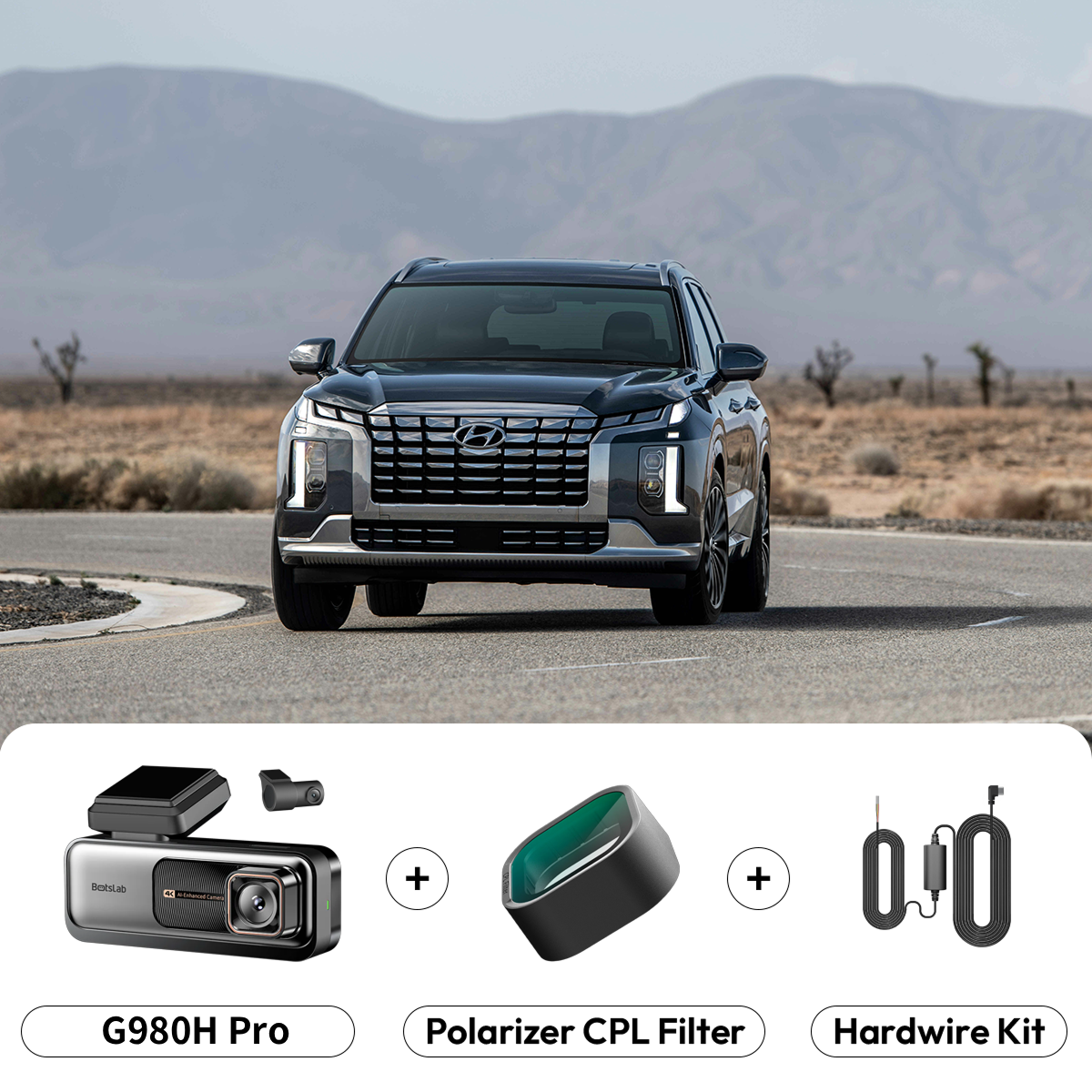 G980H Pro Dashcam + CPL-Filter und festes Type-C-Kabel