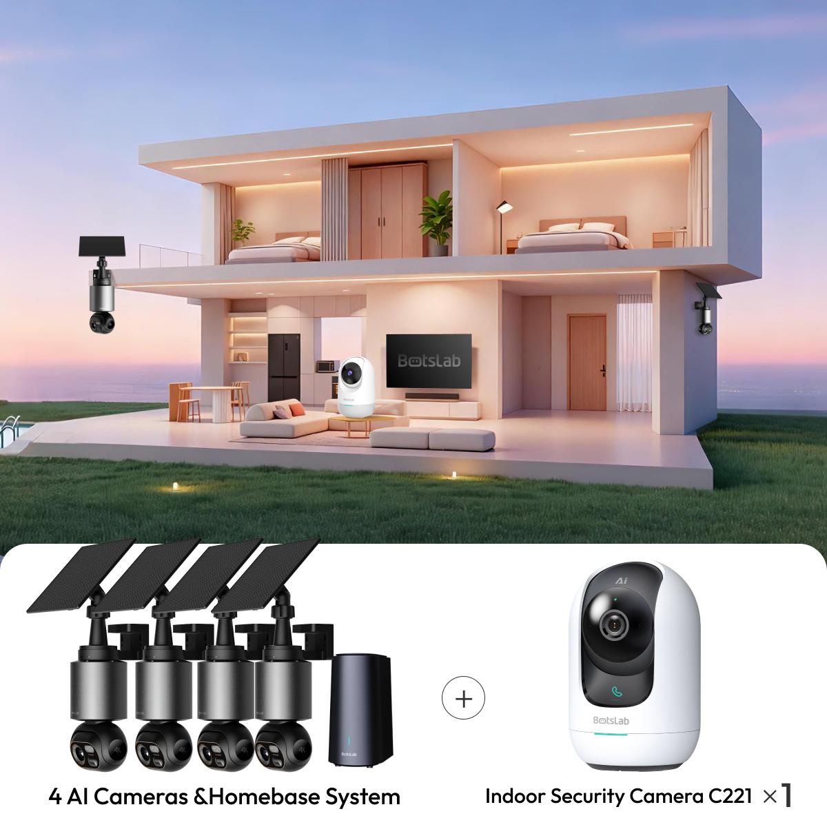Sicherheitspaket für zu Hause: W510 Außenkamera + C221 Innenkamera