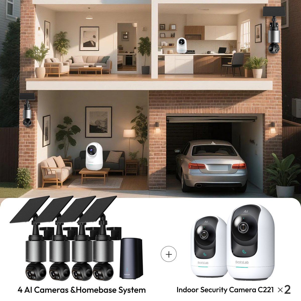Sicherheitspaket für zu Hause: W510 Außenkamera + C221 Innenkamera (2er-Pack)