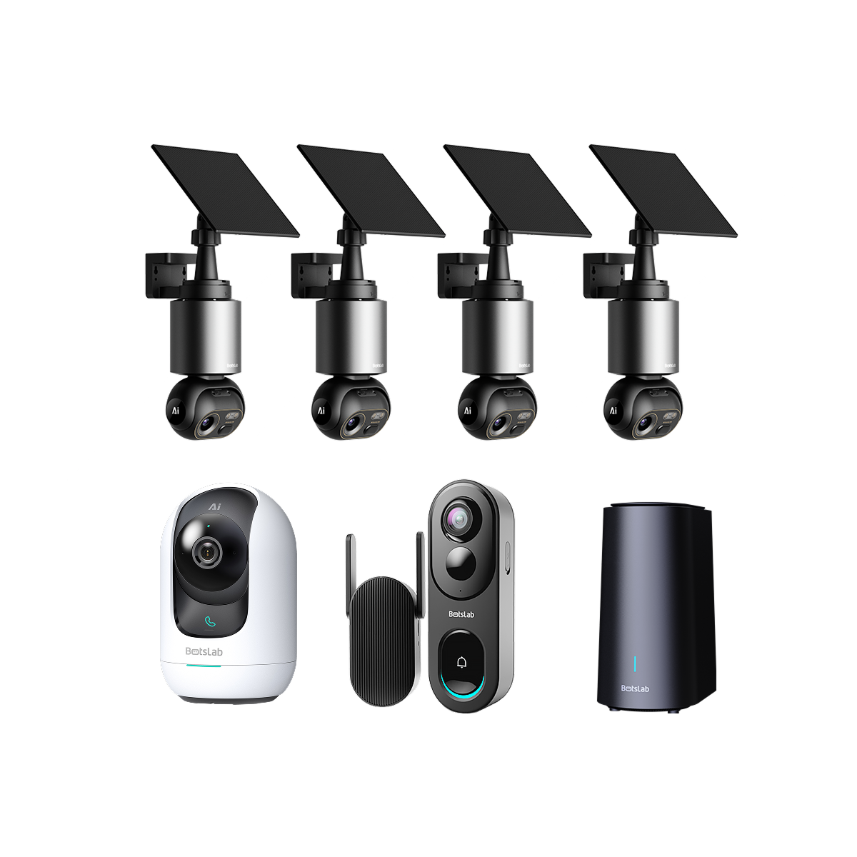Sicherheitspaket für zu Hause: W510 (4-Kamera-Set) + C221 + R810
