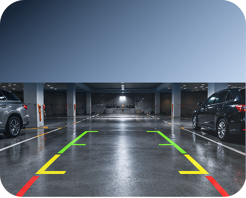 Parking guidance lines on the reversing view