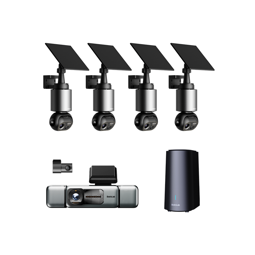 Sicherheits-Bundle für Haus und Fahrzeug: W510-4-Kamera-Außenkamera + G980H-4-Kanal-Dashcam
