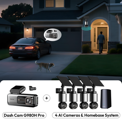Sicherheitspaket für Zuhause und unterwegs: G980H Pro Dashcam + W510 4-Kamera-Außenkamera
