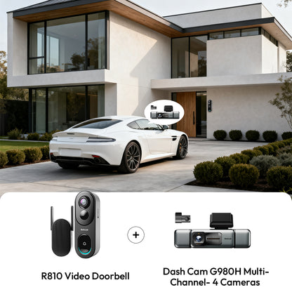 Sicherheitsbundle für Haus und Auto: G980H 4-Kanal-Dashcam + R810 Video-Türklingel