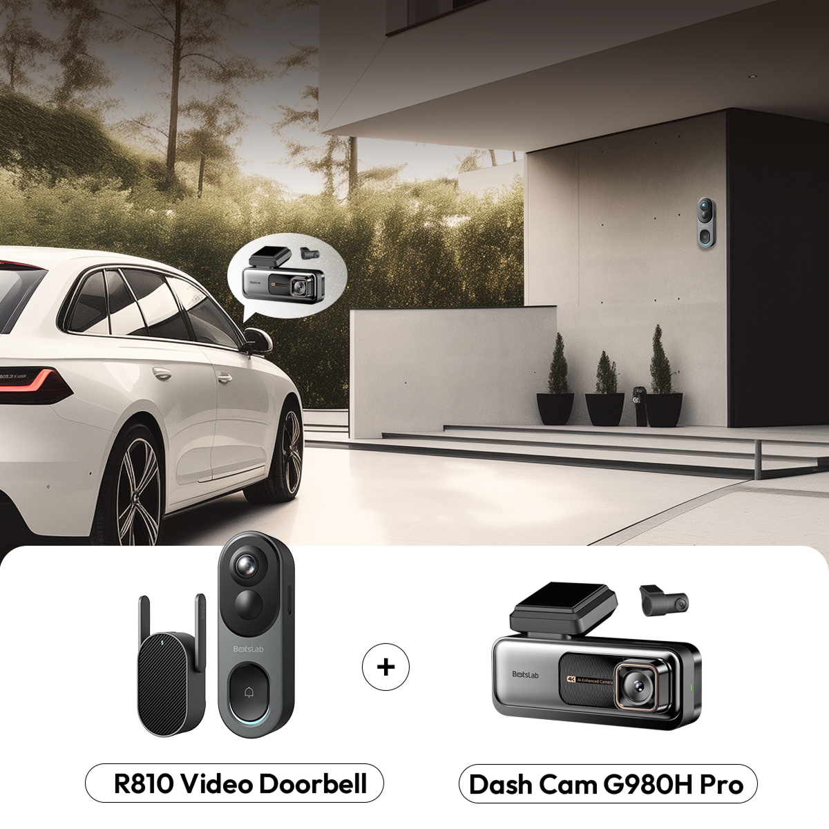 Home & Drive Security Bundle: G980H Pro Dash Cam + R810 Video Doorbell