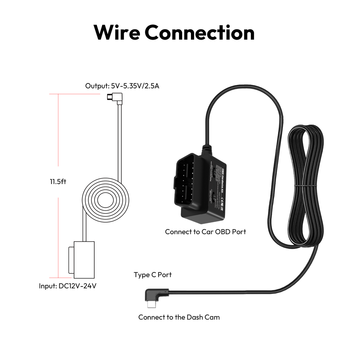 OBD-Hardwire-Kit für Dashcams der G980H-Serie