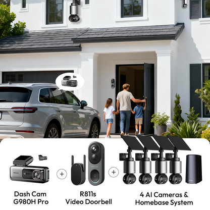 Sicherheits-Bundle für Haus und Fahrzeug: W510 (4-Kamera-Kit) + G980H + R811S