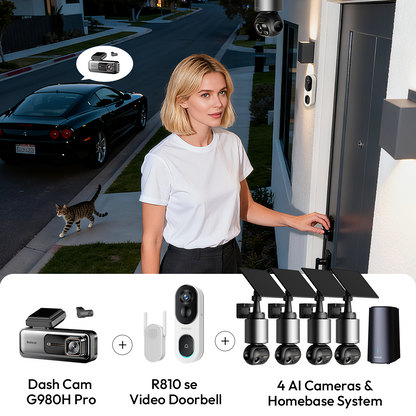 Sicherheitsbundle für Haus und Auto: W510 (4-Kamera-Set) + G980H Pro + R810 SE