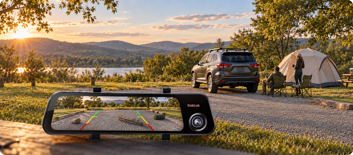 Rückfahransicht des NV900 auf einem Campingplatz