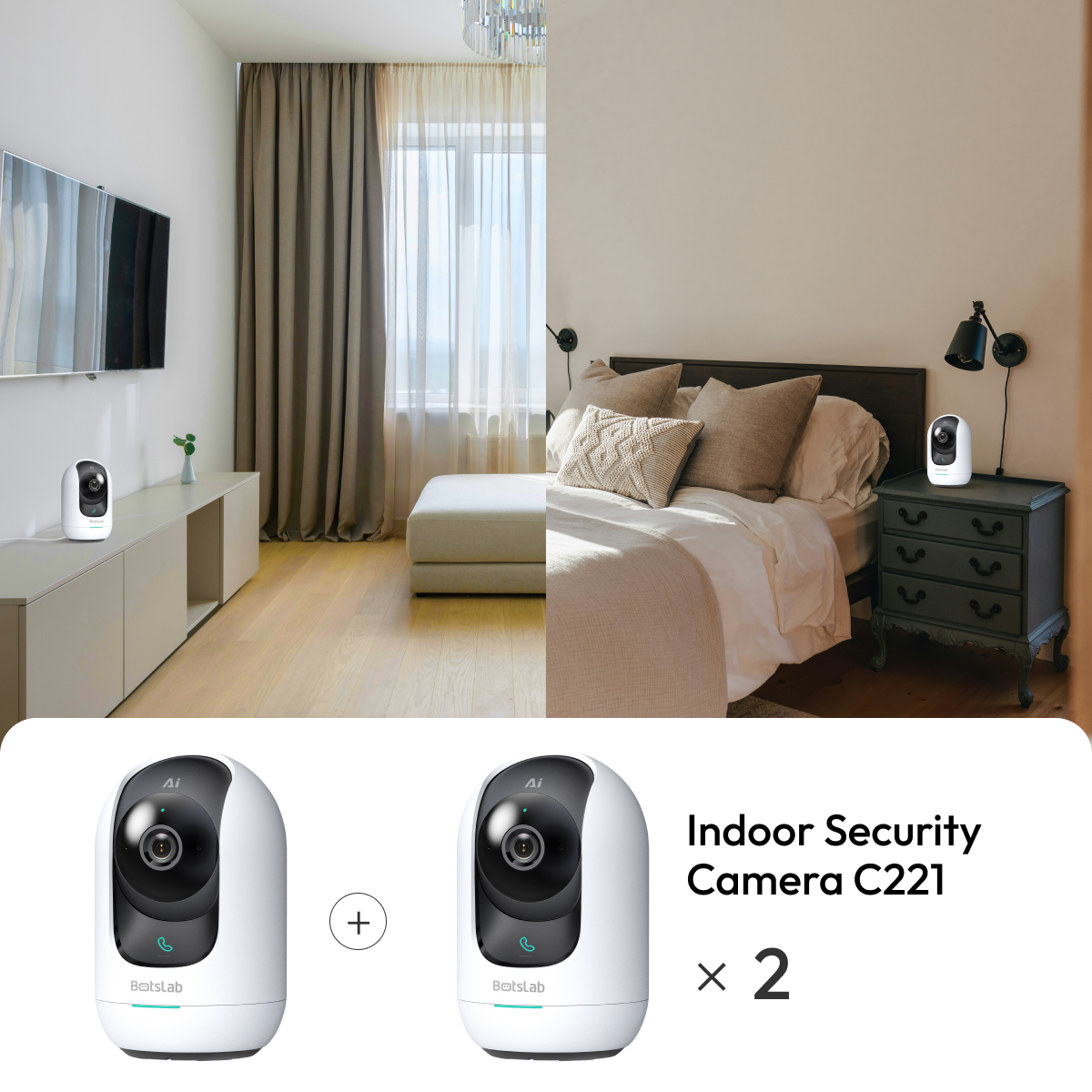 C221 3K / 5MP HD-Innenraum-Sicherheitskamera (2er-Pack)