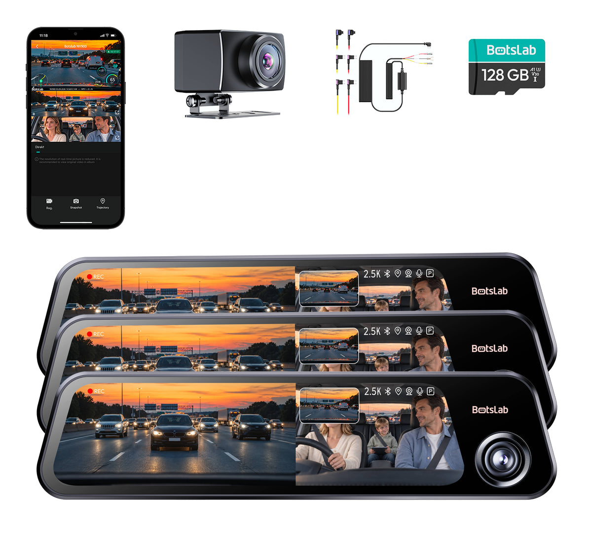 Nightvue-Rückspiegel-Dashcam NV900 (3er-Pack)