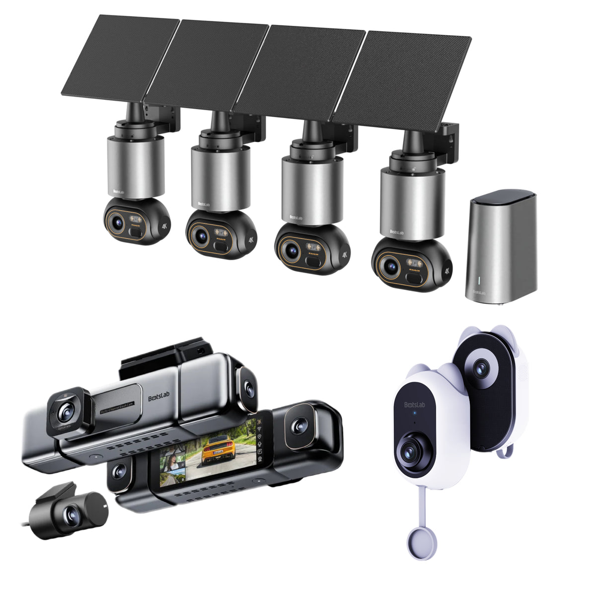 Sicherheitsbundle für Haus und Einfahrt: W510 4-Kamera-Set + G980H 4-Kamera-Dashcam + W101-Fensterkamera