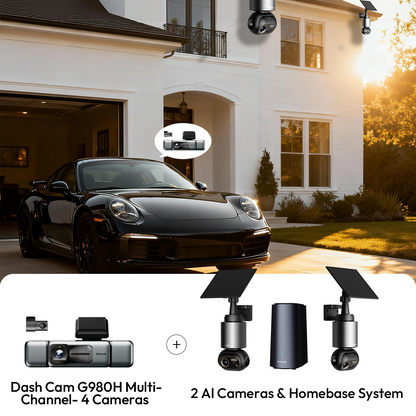 Sicherheitsbundle für Haus und Auto: W510 Außenkamera + G980H 4-Kanal-Dashcam